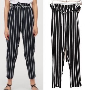 H&M Women’s Navy Paper Bag Trousers
